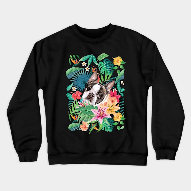 Tropical Chocolate Frenchie French Bulldog Crewneck Sweatshirt by LulululuPainting